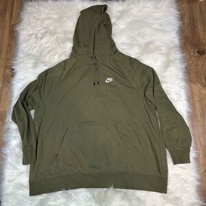 Nike~Men’s~Hoodie Embroidered Logo Olive Green Pullover Sweatshirt~Size 2XL